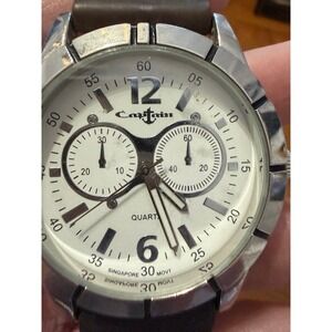 Captain Quartz Chronograph White Dial Stainless Steel Case rubber Strap Wat